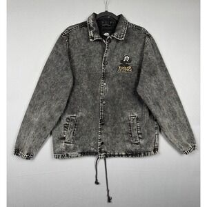 Vans Black Denim Jean Jacket Mens Small Torrey Skate Classic Checkerboard Union